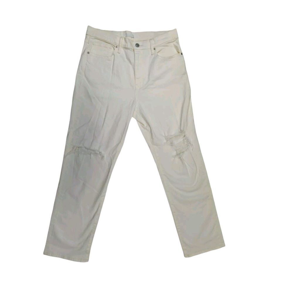 Uniqlo Jeans Womens 29 Off White Distressed Straight Denim Pants